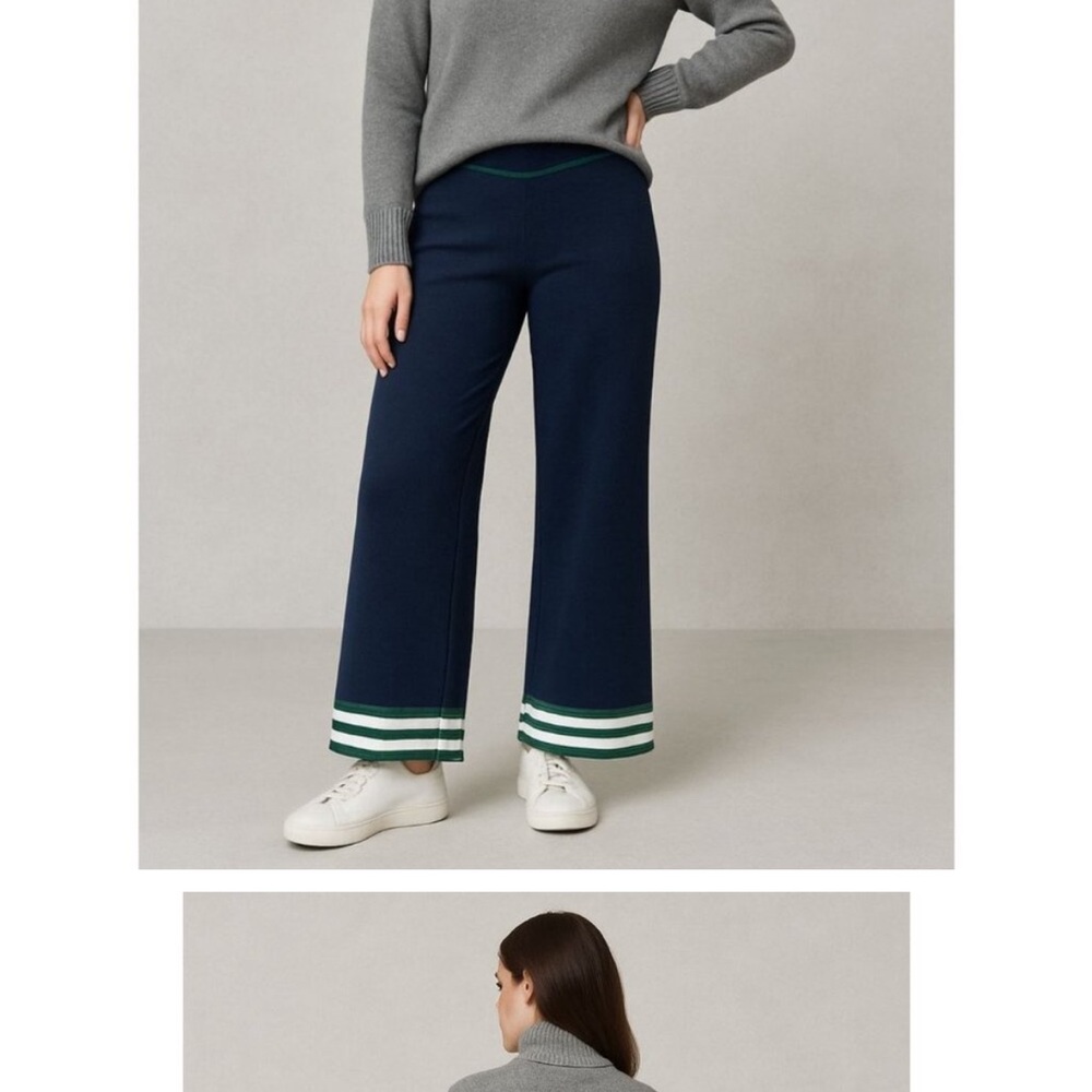 Caroline Constas Navy Pants with Striped Detail